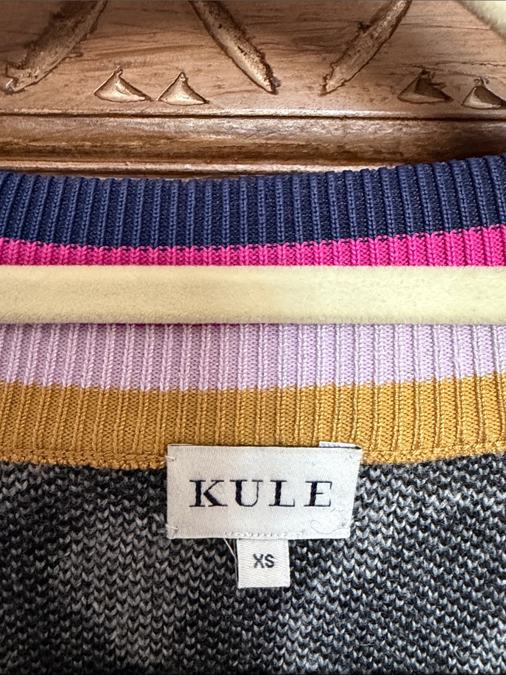 KULE Black and Gray Leopard Cardigan with Pink and Yellow Trim - Picture 2 of 5